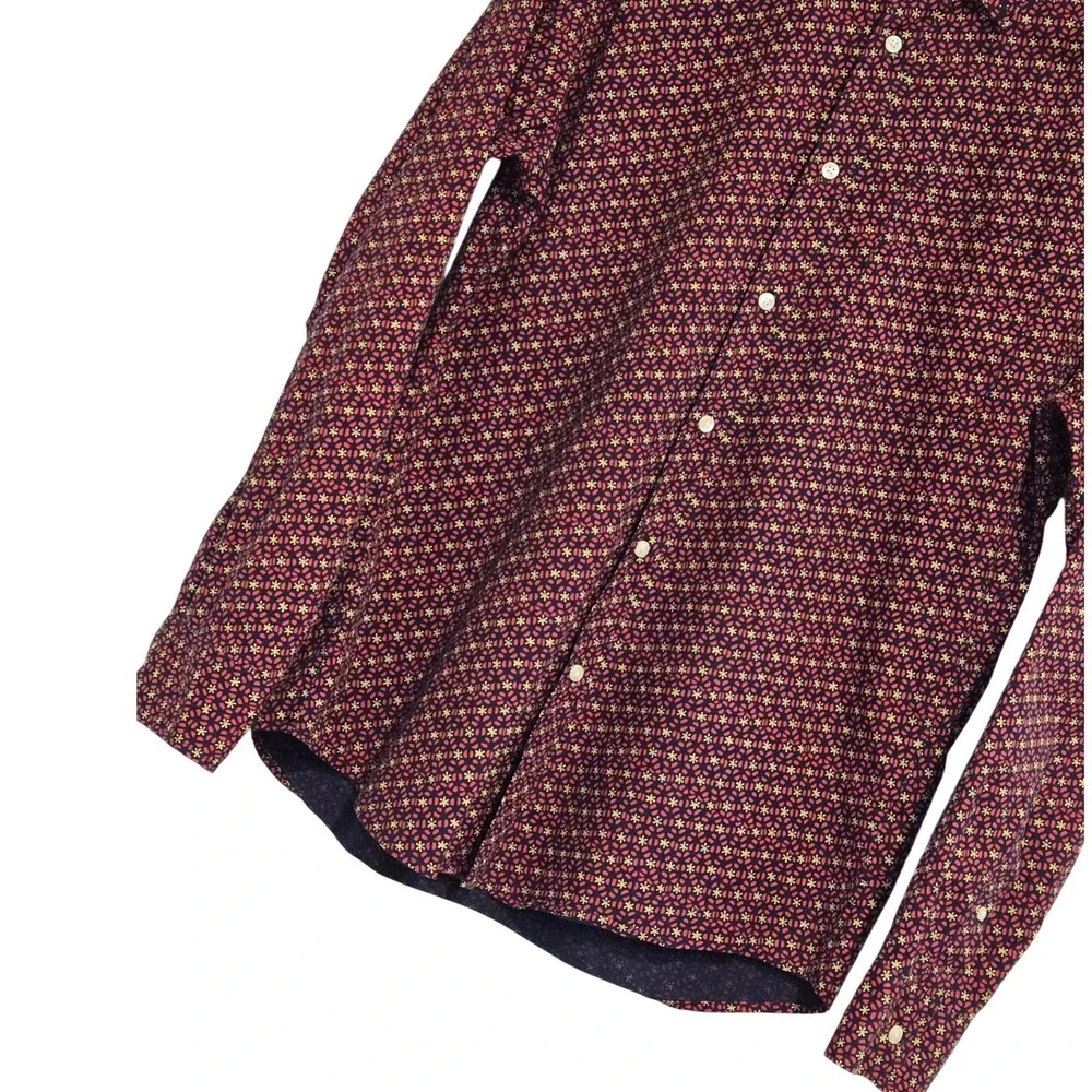 J.Crew Secret Wash Slim Stretch Organic Cotton Floral Shirt‎ M